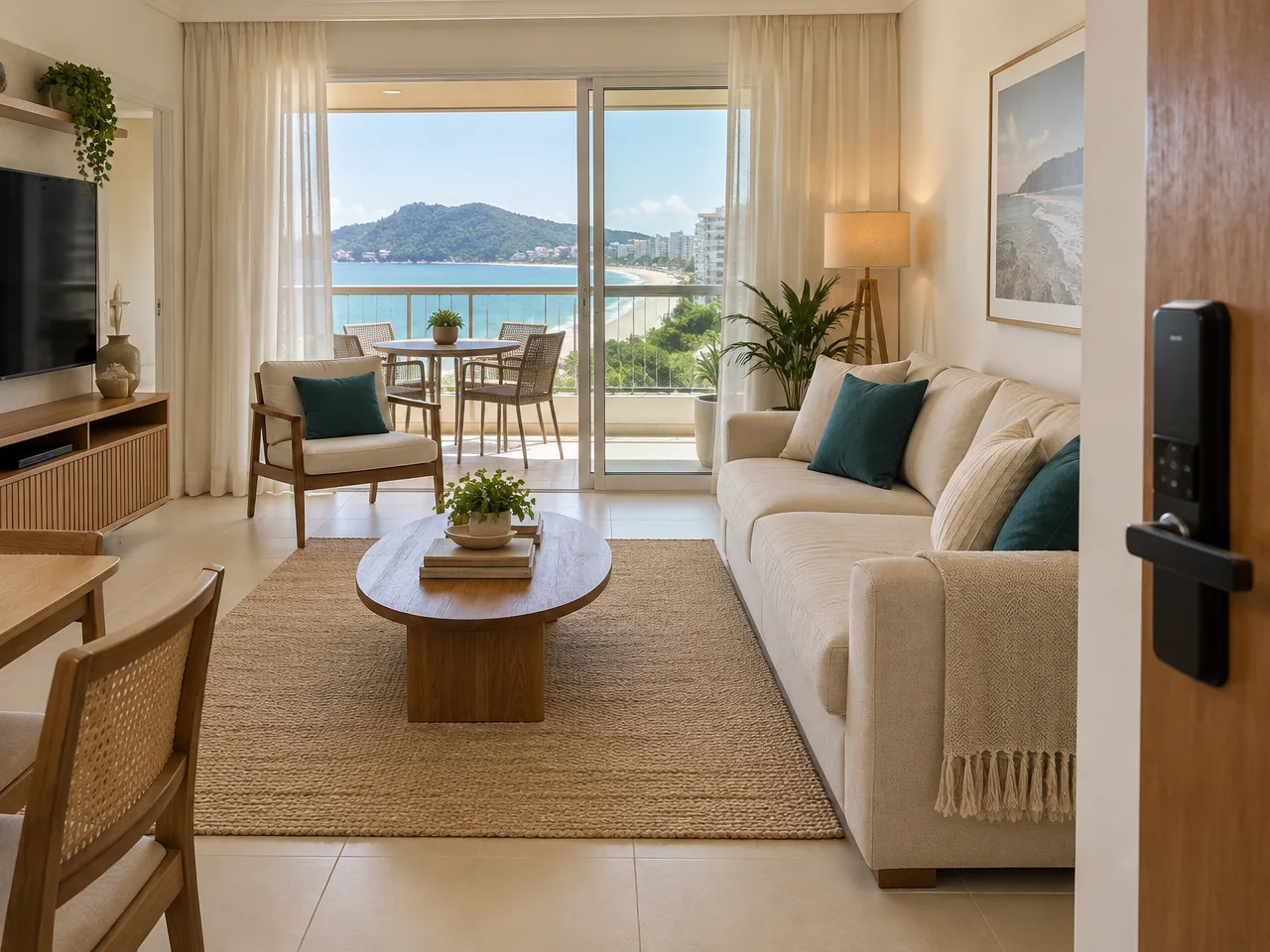 Apartamento de temporada com vista para o mar, pronto para o hóspede
